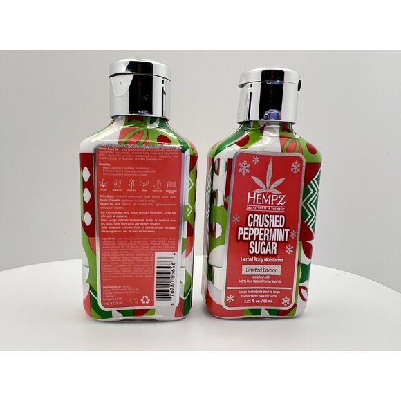 2 Pack ~ Hempz Crushed Peppermint Sugar Herbal Body Moisturizer ~ 2.25 oz Each - Picture 2 of 3